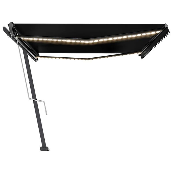 vidaXL Automatisk markis med vindsensor & LED 500x350 cm antracit