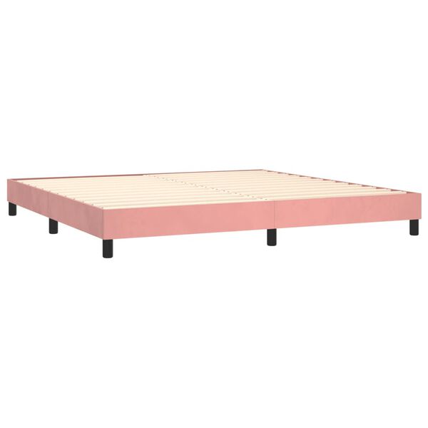 vidaXL Rams&auml;ng med madrass rosa 200x200 cm sammet