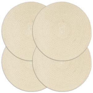 vidaXL Bordstabletter 4 st naturlig 38 cm rund bomull