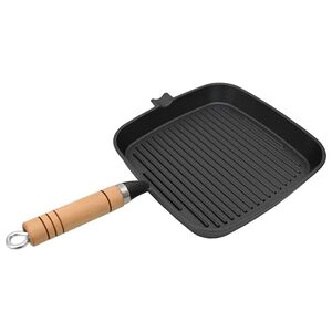 vidaXL Gjutj&auml;rnspanna tr&auml;handtag grill 20x20 cm