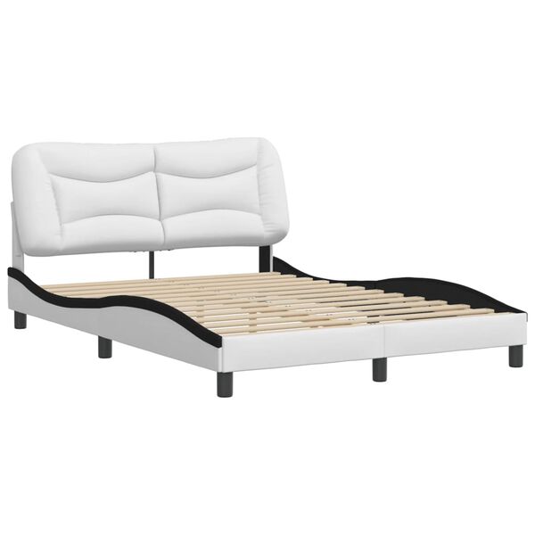 vidaXL Bed Frame without Mattress "Hvar" White and Black 140x200 cm Faux Leather