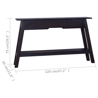 vidaXL Avlastningsbord svart 120x30x75 cm massivt mahognyträ