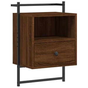 vidaXL S&auml;ngbord v&auml;ggmonterat brun ek 40x30x61 cm konstruerat tr&auml;