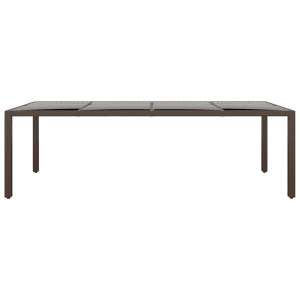 vidaXL Trädgårdsbord med glasskiva brun konstrotting