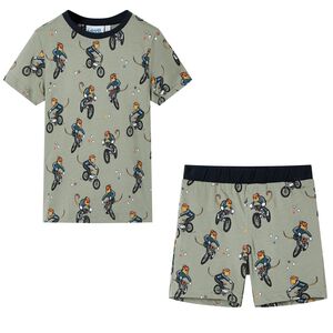 Barnpyjamas med korta &auml;rmar ljus khaki 92
