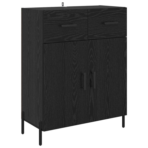 vidaXL Sideboard med l&aring;da Svart Ek 69,5 x 34 x 90 cm Konstruerat tr&auml;