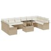 vidaXL Tr&auml;dg&aring;rdsoffset med kudde 11 pcs Beige Poly rattan