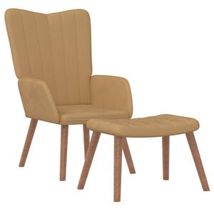 vidaXL Vilstol med fotpall brun sammet