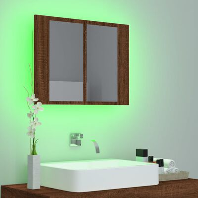 vidaXL Spegelskåp med LED brub ek 60x12x45 cm konstruerat trä