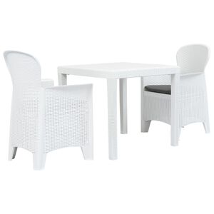 vidaXL Caf&eacute;set 3 delar plast vit konstrotting