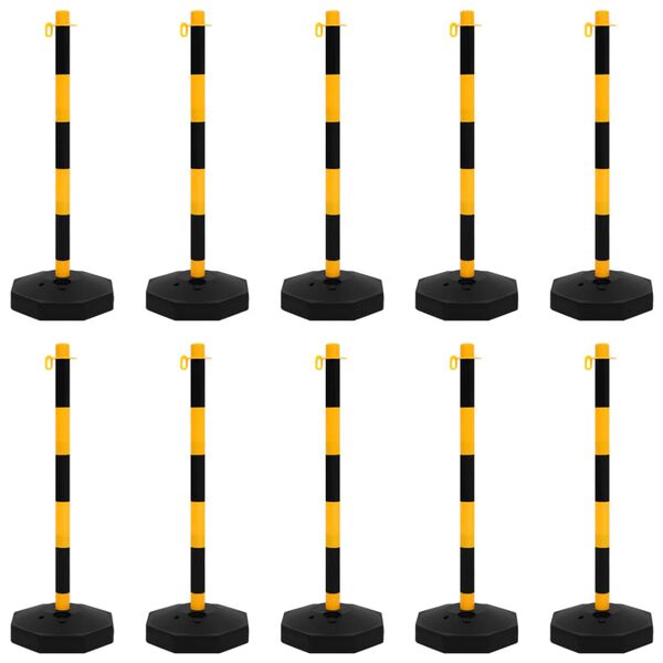 vidaXL Stolpset med 10 m varningskedja plast