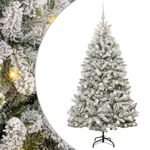 vidaXL Konstgjord julgran 180 cm 300 LED-lampor Varmvit PVC och st&aring;l