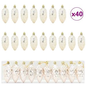 vidaXL Julgran Kottboll 40 st champagne 4 x 9 cm Plast LED-lampor