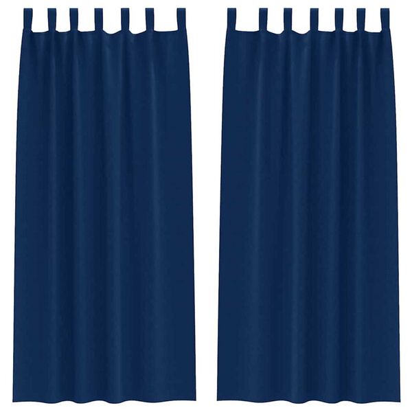 vidaXL M&ouml;rkl&auml;ggningsgardiner med Ringar 2 pcs M&ouml;rkbl&aring; 245 x 140 cm