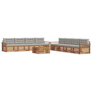 vidaXL Utomhussoffset med kudde 9 pcs Naturlig och Ljus Gr&aring;