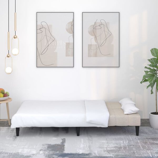 vidaXL B&auml;ddsoffa 2-sits gr&auml;ddvit mikrofibertyg