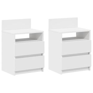 vidaXL S&auml;ngbord 2 st med 2 l&aring;dor vit 40x33x60 cm