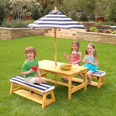 KidKraft Picknickbord och bänkar för barn trä marinblå 00106