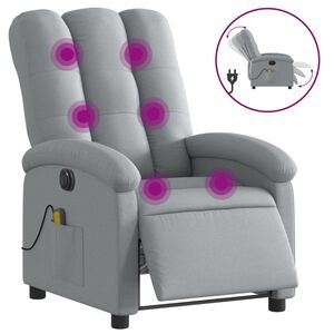 vidaXL Elektrisk massagef&aring;t&ouml;lj ljusgr&aring; tyg