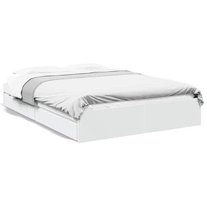 vidaXL S&auml;ngram med l&aring;dor vit 160x200 cm konstruerat tr&auml;