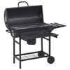 vidaXL Grilltunna med hjul och bord svart st&aring;l 115x85x95 cm