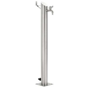 vidaXL Vattenpost f&ouml;r tr&auml;dg&aring;rden 95 cm rostfritt st&aring;l rund