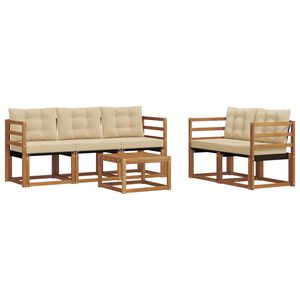 vidaXL Utomhussoffset med kudde 6 pcs Naturlig och Beige