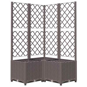 vidaXL Odlingsl&aring;da med spalj&eacute; brun 80x80x136 cm PP