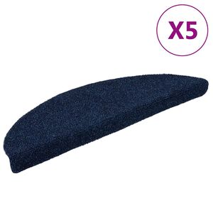 vidaXL Trappmattor sj&auml;lvh&auml;ftande 5 st 56x17x3 cm marinbl&aring; halvrunda