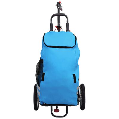 vidaXL Hopfällbar cykelvagn med väska blå och svart