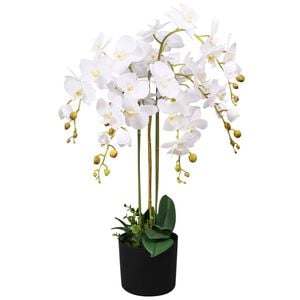 vidaXL Konstv&auml;xt Orkid&eacute; med kruka 75 cm vit