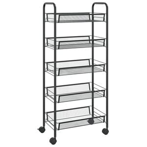 vidaXL Rullvagn 5 v&aring;ningar svart 46x26x105 cm j&auml;rn