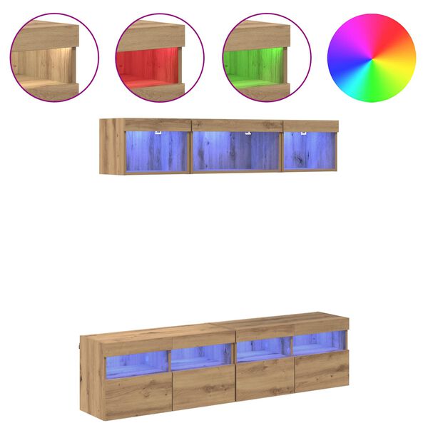 vidaXL TV-v&auml;ggenheter med LED med led 5 pcs Artisan Ek 80 x 30 x 40 cm