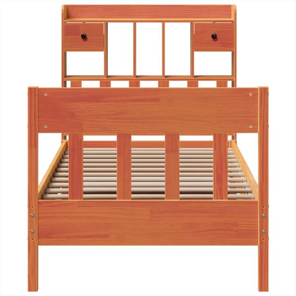 vidaXL Sängram utan madrass vaxbrun 100x200 cm massiv furu