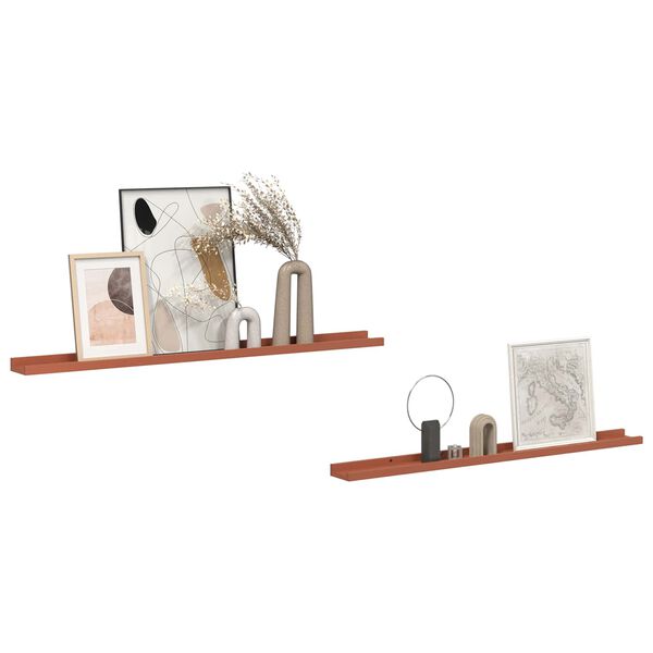 vidaXL V&auml;gg hylla med hylla 2 pcs R&ouml;d 100 x 9 x 3 cm Konstruerat tr&auml;