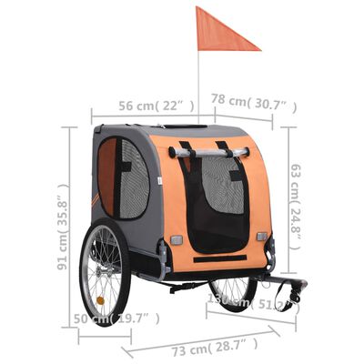 vidaXL Cykelvagn för djur orange och grå