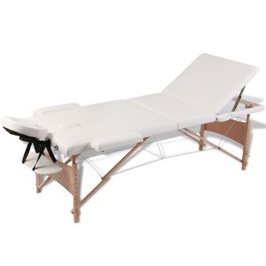 vidaXL Hopf&auml;llbar massageb&auml;nk med 3 sektioner tr&auml;ram gr&auml;ddvit
