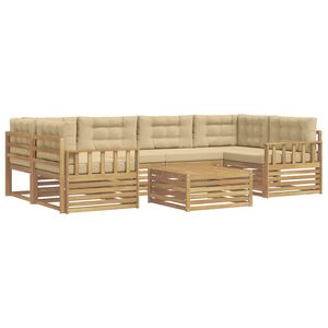 vidaXL Utomhussoffset 7 st Vit och Beige Polyester