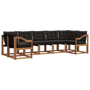 vidaXL Utomhussoffset med kudde 7 pcs Naturlig och svart