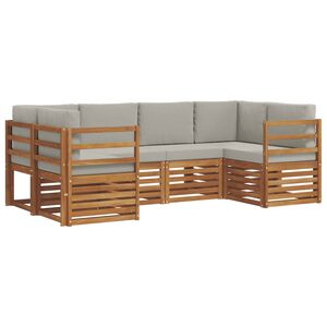 vidaXL Sektionsoffgrupp med kudde 6 pcs Naturlig och Ljus Gr&aring;