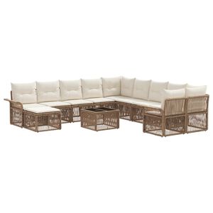 vidaXL Tr&auml;dg&aring;rdsoffset 12 pcs Beige och kr&auml;mvit konstrotting