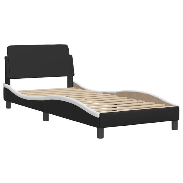 vidaXL Bed "Viana" with Mattress Black and White 90x190 cm Faux Leather