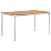 vidaXL Tr&auml;dg&aring;rdsbord 140x80x75 cm massivt teaktr&auml; och rostfritt st&aring;l