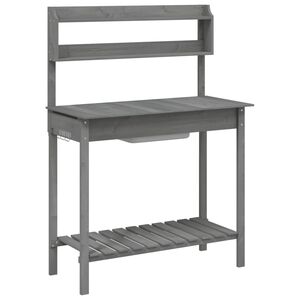 vidaXL Odlingsb&auml;nk med vask gr&aring; 110,5x45x124,5 cm massivt grantr&auml;