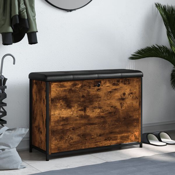 vidaXL Skob&auml;nk med flip-l&aring;da r&ouml;kf&auml;rgad ek 82x32x56 cm