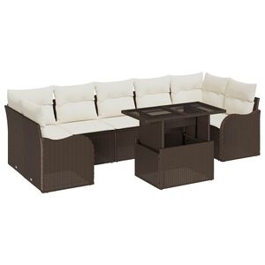 vidaXL Tr&auml;dg&aring;rdsoffset 8 st 7-Antal sittplatser Brun Poly Rattan