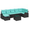 vidaXL Tr&auml;dg&aring;rdsoffset med kudde med lagring 8 pcs Svart Poly rattan