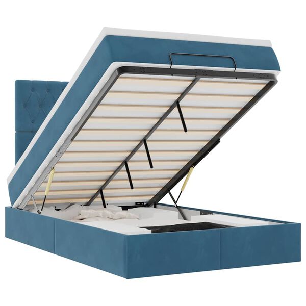 vidaXL Ottoman s&auml;ngram med madrasser m&ouml;rkbl&aring; 120x190 cm sammet