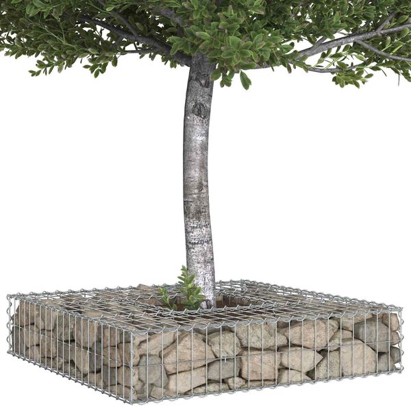 vidaXL Gabion upph&ouml;jd s&auml;ng Silver 100 x 100 x 20 cm Galvaniserat St&aring;l