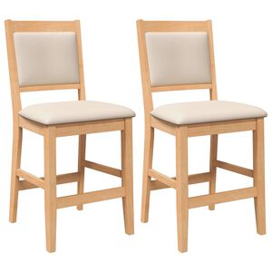 vidaXL Barstolar med kuddar 2 st, naturligt, massivt trä, gummi
